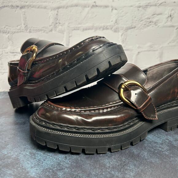 Circus By Sam Edelman Everly Chunky Platform Loafers Brown Leather Size 10 - Picture 2 of 13